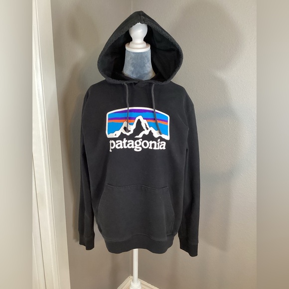 Patagonia Logo Uprisal Hoodie Recycled Sustainable Fabric Black Medium - Picture 3 of 11